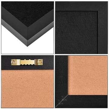 Black Bulletin Boards Cork Board with Felt, 15"x11" Small Display Pin Board Vision Board for Walls, Jewelry, Notes, Collection, Photos, Office, Wood Framed(Black) & Felt(Black), 1pc
