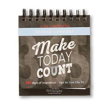 Fitlosophy 'Make Today Count' 365-Day Inspirational Perpetual Desk Calendar, Fitdesk 365-Day Perpetu...