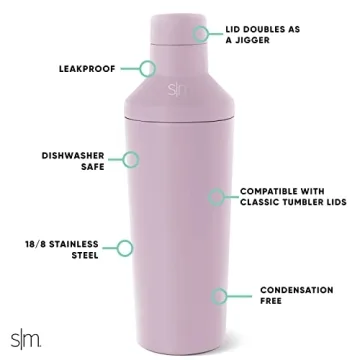 Simple Modern Cocktail Shaker Set with Jigger Lid | Stainless Steel Boston Shaker Insulated Martini Mixer for Mocktails | Gifts for Men Women Him Her | Classic Collection | 20oz | Lavender Mist