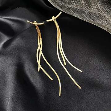 Gold Long Tassel Earrings for Women