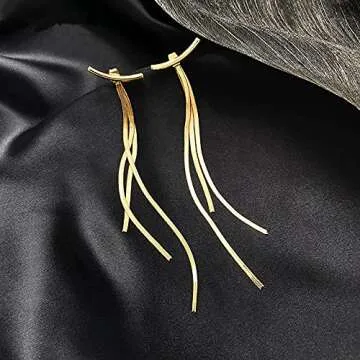 Gold Long Tassel Earrings for Women