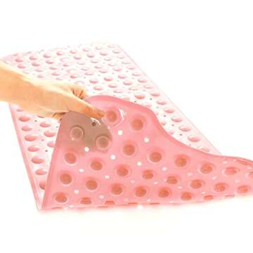 TEESHLY Bath Tub and Shower Mats, Non-Slip 39 x 16 Inch Extra Long Bathtub Mat, Machine Washable Bat...