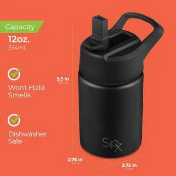 SIPX Kids Insulated Water Bottle 12oz BPA-Free Reusable
