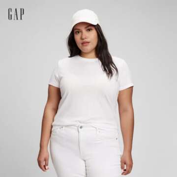 GAP Womens 2-Pack Crewneck Favorite Tee T-Shirt, White Global, Medium Petite US