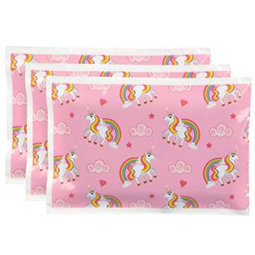 Bentology - Reuseable Ice Pack for Lunch Boxes (3 Pack) - (6" x 4.5") (Unicorn)