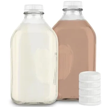 Stylish Eco-Friendly 64-Oz Glass Milk Bottles - Dishwasher Safe & Versatile