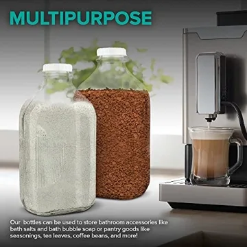 Stylish 64-Oz Glass Milk Bottles with Caps - Eco-Friendly Storage Solutions