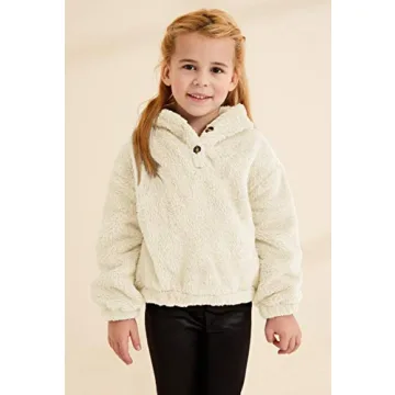 GAMISOTE Kids Girls Fuzzy Hoodie Warm Pullover Jacket