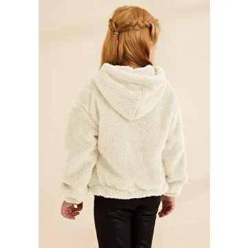 GAMISOTE Kids Girls Fuzzy Hoodie Warm Pullover Jacket