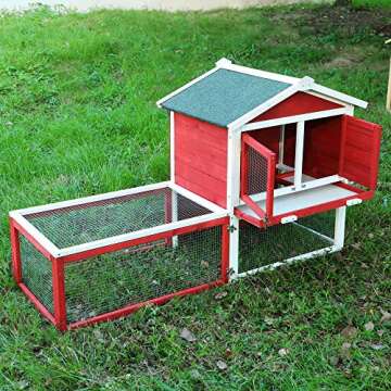 COZIWOW 61”X23.6”X36” Indoor Outdoor Wooden Large Small Animal Hutch,Pets Crate House for Rabbit Bunny Cage Dog Cat Squirrel Hamster Hedgehog Guinea Pig Habitat Chicken Coop