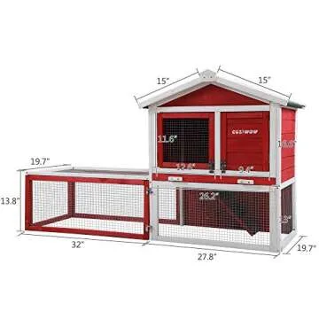 COZIWOW 61”X23.6”X36” Indoor Outdoor Wooden Large Small Animal Hutch,Pets Crate House for Rabbit Bunny Cage Dog Cat Squirrel Hamster Hedgehog Guinea Pig Habitat Chicken Coop