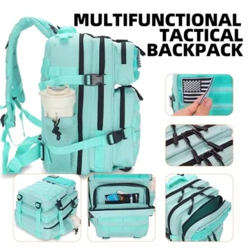 Lovelinks21 25L Tactical Backpack for Men Women Military Backpack Army Assault Pack Molle Backpack Small Bug Out Bag Travel Rucksack Daypack (Mint Green)