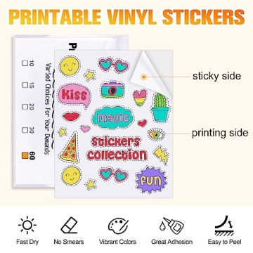 Printable Vinyl Sticker Paper 30 Sheets - Waterproof & Quick Dry