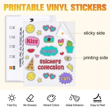Printable Vinyl Sticker Paper 30 Sheets - Waterproof & Quick Dry