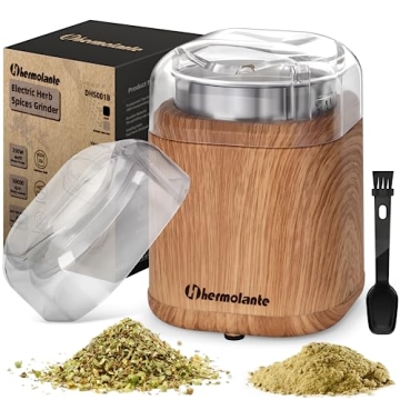 Hermolante Herb Grinder Electric Spice Grinder, 200 w Herb Grinder with Stainless Steel Blade and Cl...
