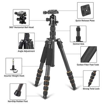 YESSBON ZOMEI Carbon Fiber Tripod for Travel Photography