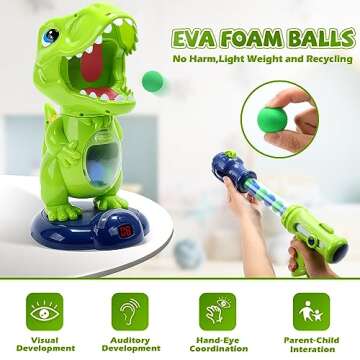 EagleStone Movable Dinosaur Shooting Toys for Kids,Electronic Target Shooting Games with 2 Pump Gun,48 Balls Party Favor Toys with Score Record, LED & Sound, Dino Toys Gift for Boys and Girls