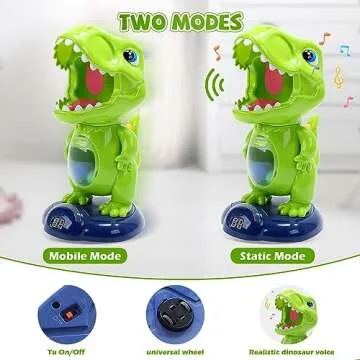 EagleStone Movable Dinosaur Shooting Toys for Kids,Electronic Target Shooting Games with 2 Pump Gun,48 Balls Party Favor Toys with Score Record, LED & Sound, Dino Toys Gift for Boys and Girls