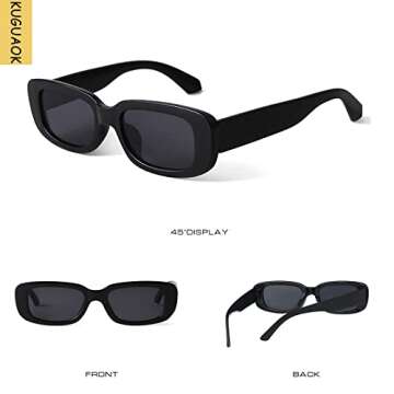 KUGUAOK Retro Rectangle Sunglasses for Unisex UV Protection