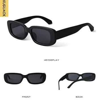 KUGUAOK Retro Rectangle Sunglasses for Unisex UV Protection