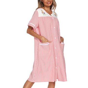 YOZLY Embroidered House Dress with Pockets in Red