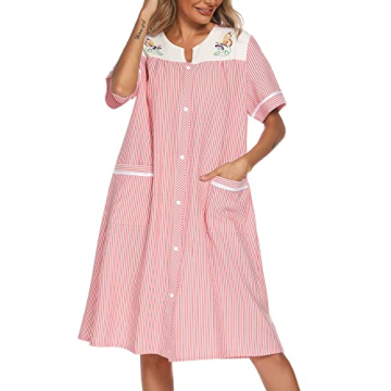 YOZLY Embroidered House Dress with Pockets in Red