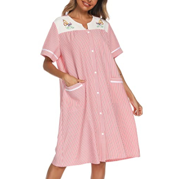 YOZLY Embroidered House Dress with Pockets in Red