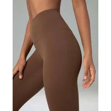 Colorfulkoala Women's Dreamlux High Waisted Workout Leggings 25" Inseam 7/8 Length Yoga Pants (M, Cocoa)