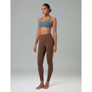 Colorfulkoala Women's Dreamlux High Waisted Workout Leggings 25" Inseam 7/8 Length Yoga Pants (M, Cocoa)