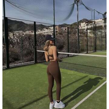 Colorfulkoala Women's Dreamlux High Waisted Workout Leggings 25" Inseam 7/8 Length Yoga Pants (M, Cocoa)