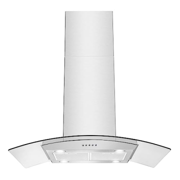 Tieasy 36-Inch Island Range Hood - Elegant Stainless Steel with 700 CFM Power and Tempered Glass