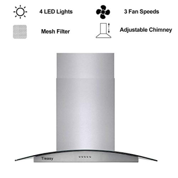 Tieasy 36 Inch Island Range Hood Elegant & Powerful