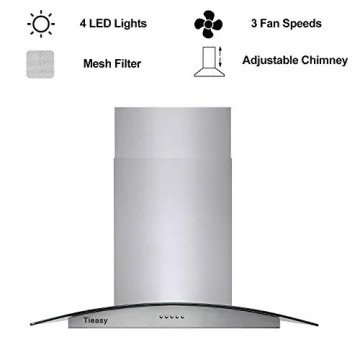 Tieasy 36 Inch Island Range Hood Elegant & Powerful