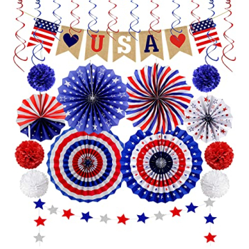 26Pcs 4th of July Decorations - Love USA Banner Set