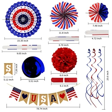 26Pcs 4th of July Decorations - Love USA Banner Set
