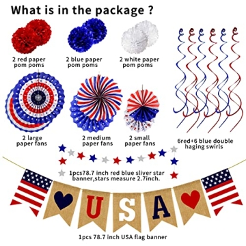 26Pcs 4th of July Decorations - Love USA Banner Set