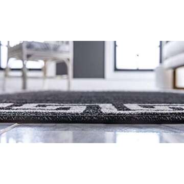 Unique Loom Athens Collection Classic Geometric Modern Border Design Area Rug, 5 ft x 8 ft, Charcoal/Beige