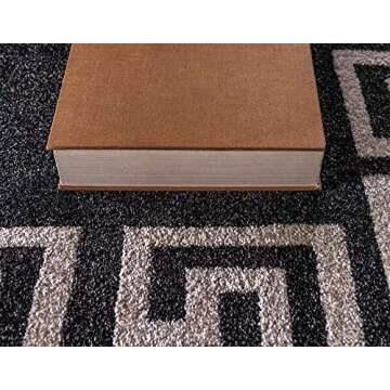 Unique Loom Athens Collection Classic Geometric Modern Border Design Area Rug, 5 ft x 8 ft, Charcoal/Beige