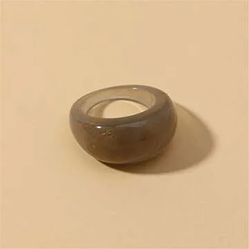 Set Resin Colorful Wide Thick Dome Knuckle Finger Stackable Joint Ring Retro Acrylic Transparent Vin...