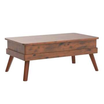 Bidiso Lift Top Coffee Table, Easy-to-Assembly Center Table with Hidden Storage Compartment, Industrial Lift Tabletop Dining Table for Living Room Reception/Home Office, Rustic Brown