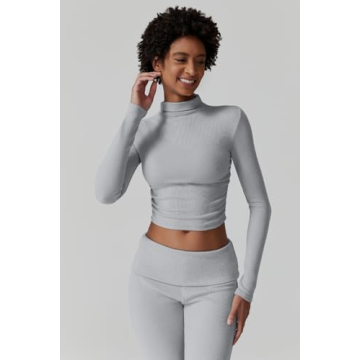 QINSEN Women's Grey Lounge Set Cropped Top Flare Pants