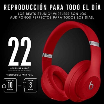 Beats Studio3 Wireless Noise Cancelling Over-Ear Headphones - Apple W1 Headphone Chip, Class 1 Bluetooth, 22 Hours of Listening Time, Built-in Microphone - Red
