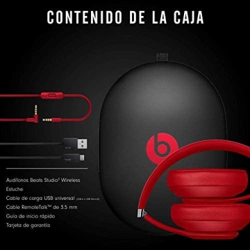 Beats Studio3 Wireless Noise Cancelling Over-Ear Headphones - Apple W1 Headphone Chip, Class 1 Bluetooth, 22 Hours of Listening Time, Built-in Microphone - Red
