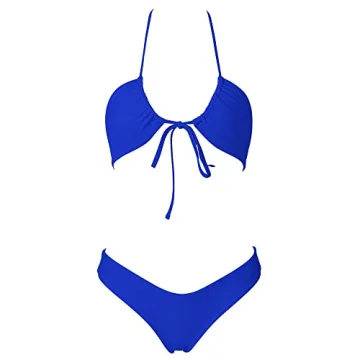 RUUHEE Women Criss Cross High Waisted String Floral Printed 2 Piece Bathing Suits