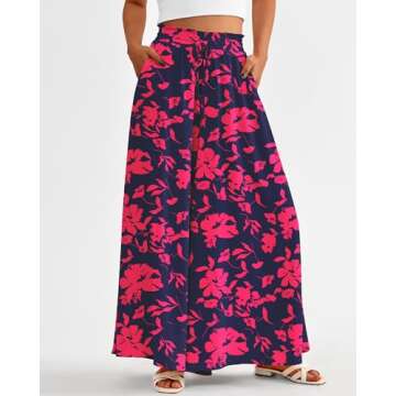 BTFBM Women Casual High Waist Wide Leg Pants Summer Floral Solid Long Palazzo Pants Lounge Beach Tro...