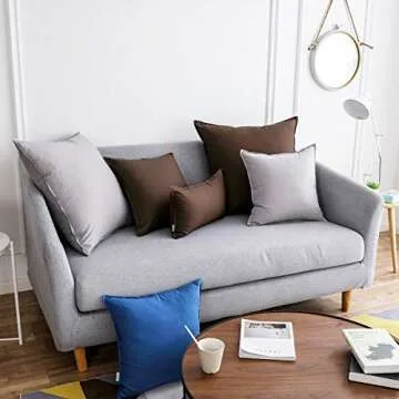 Jeanerlor Pack of 2 Cotton Linen Soft Soild Decorative Square Throw Pillow Covers Set Cushion Case for Children Kid Baby 24 x 24 Inch 60 x 60cm,Brown