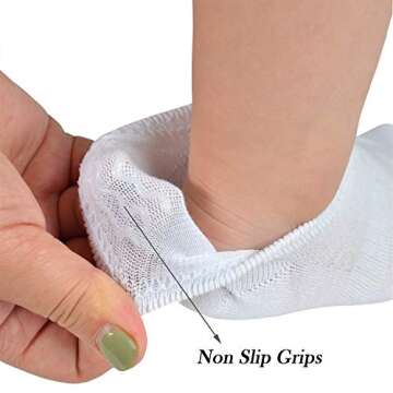 JORMATT 6 Pairs Toddler Little Girls Boys No Show Socks Thin Cotton Soft Anti Slip Low Cut Socks Breathable With Grips, White XS