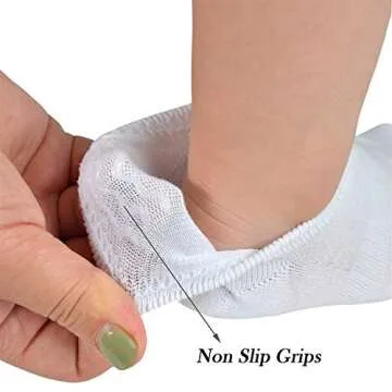 JORMATT 6 Pairs Toddler Little Girls Boys No Show Socks Thin Cotton Soft Anti Slip Low Cut Socks Breathable With Grips, White XS