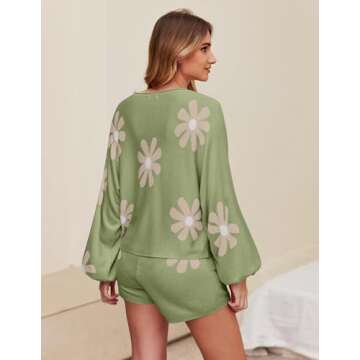 Ekouaer Women's Knit Pajama Set Soft & Cozy Sleepwear