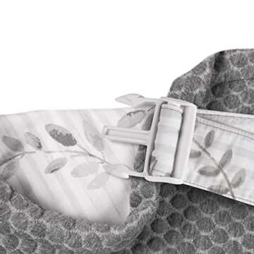 Boppy Nursing Pillow Best Latch, Gray Pennydot Leaf Stripe, Lactation Consultant Created, Firm Contoured and Plush Sides for Breastfeeding Options, Padded Belt, Plus Sized to Petite, Machine Washable